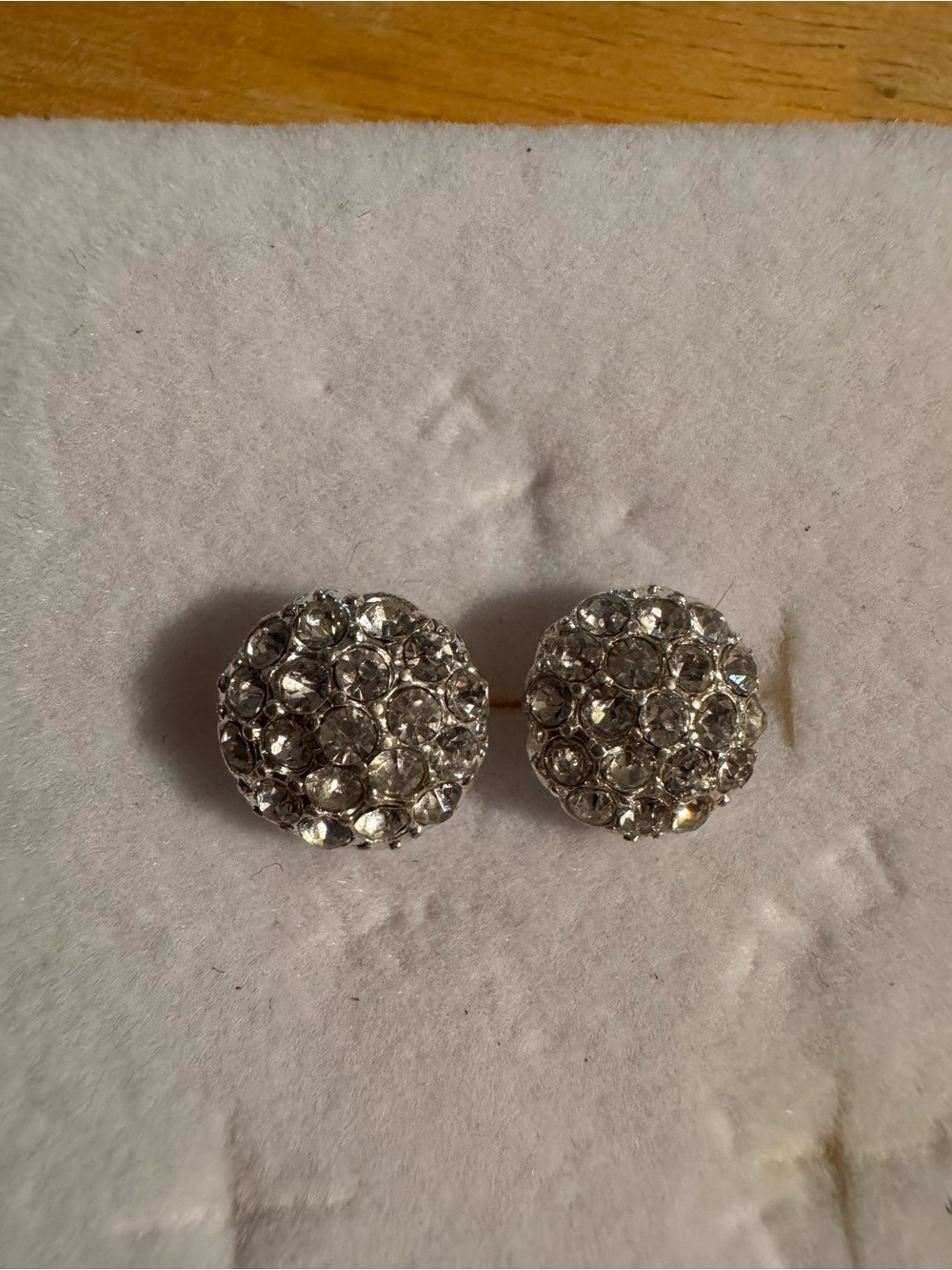Circle Rhinestone Silver Tone Earrings